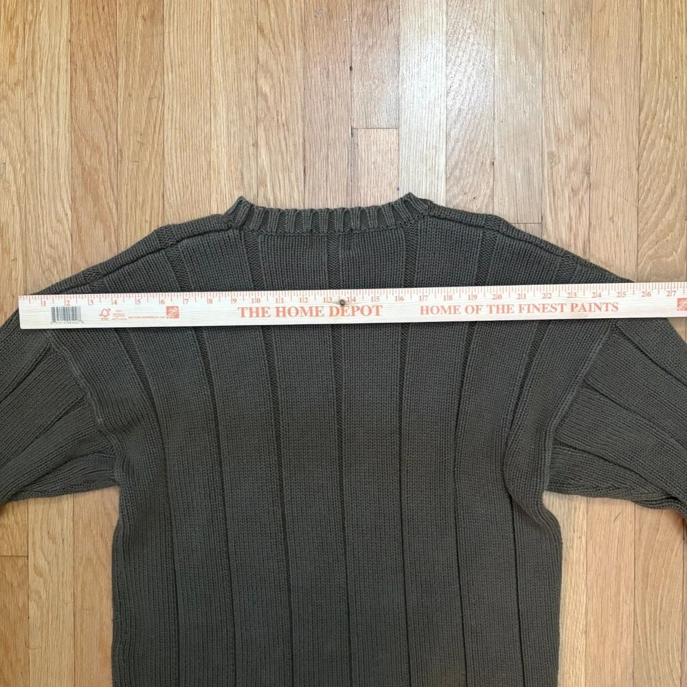 Vintage GAP Olive Green Heavyweight Cotton Ribbed Knit Sweater Size L